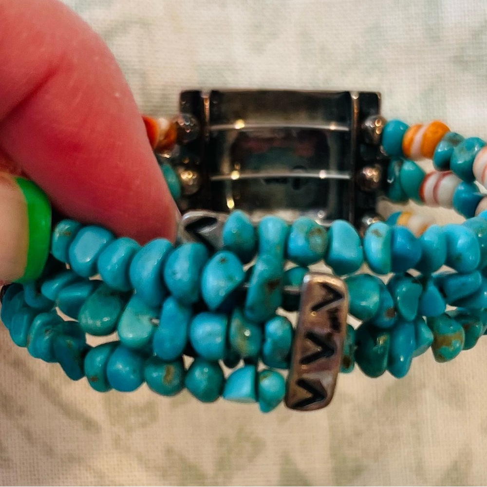 Authentic Navajo VTG Turquoise/sterling silver bangle bracelet - Picture 4 of 7